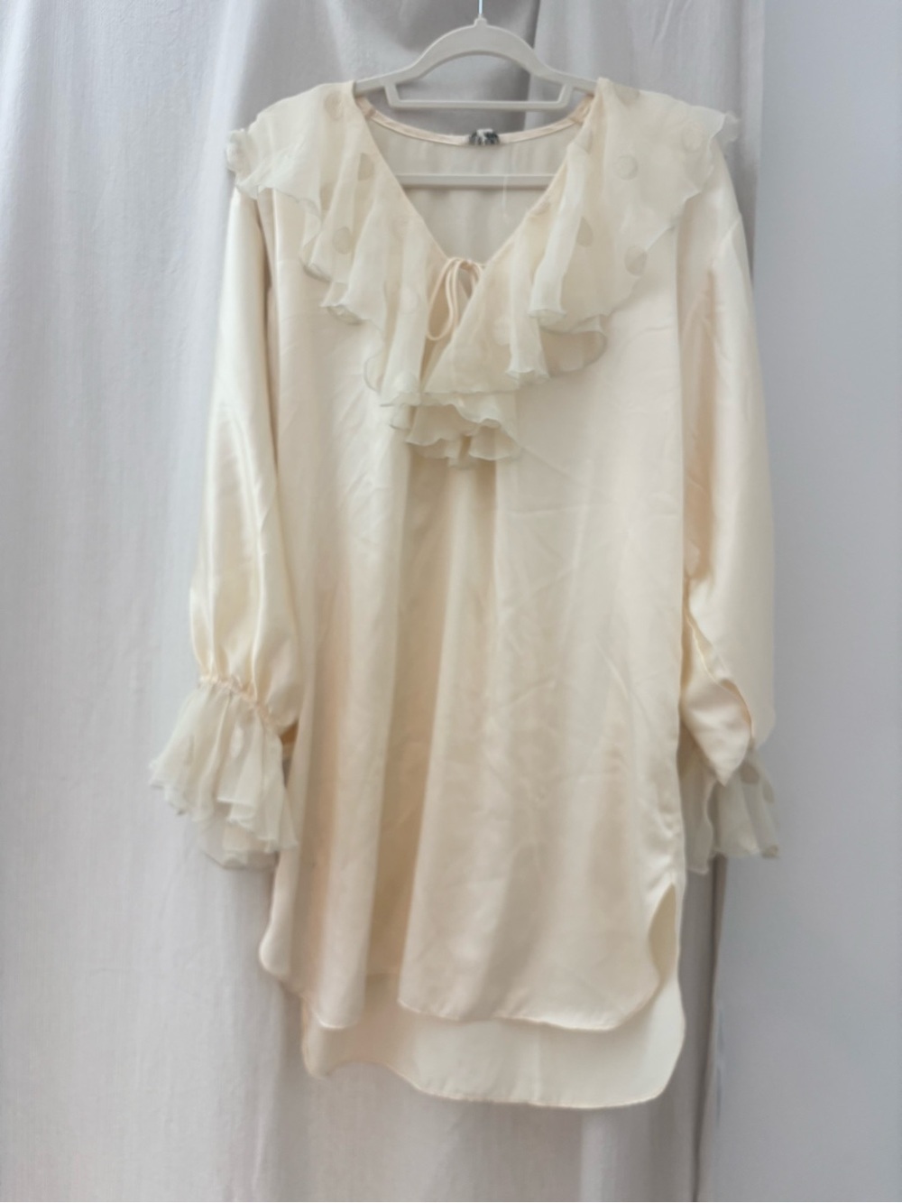 Vintage Miss Dior Cream Ruffle V-Neck Nightgown